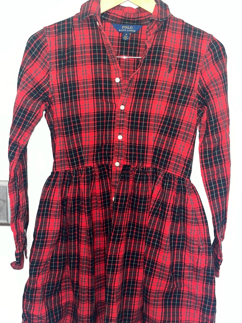 Polo by Ralph Lauren Red and Black Plaid Shirt Dress